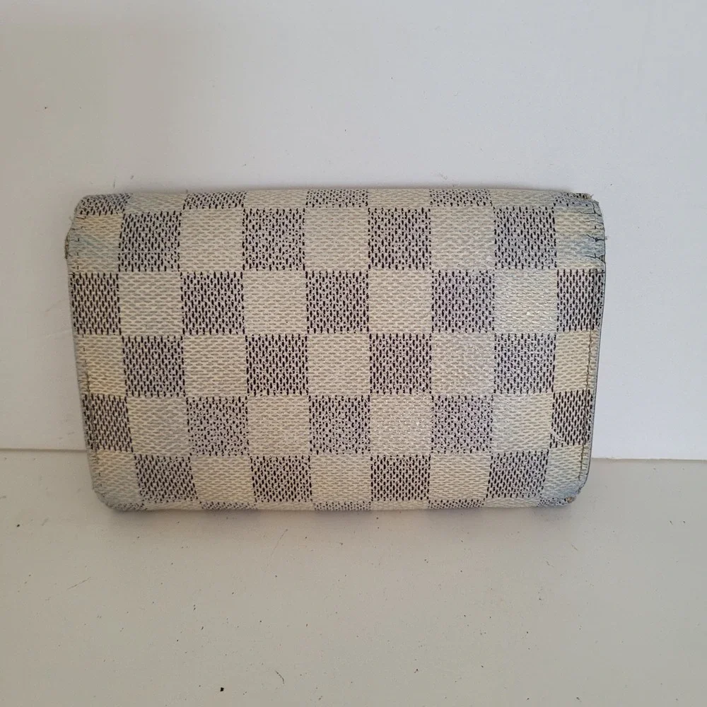 Louis Vuitton Damier Azur Sarah Wallet White Blue Checkered Long CA4007 Spain
